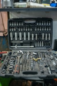 A tool box filled with tools