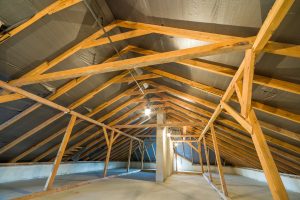 Attic of a house being built